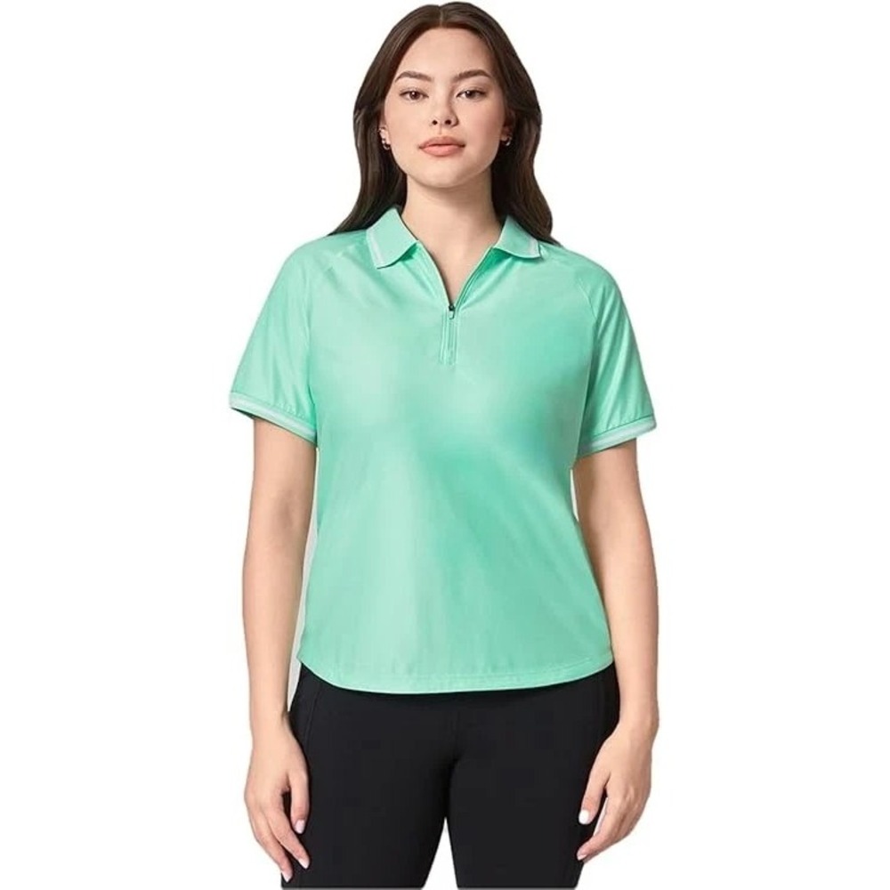 Mondetta Women's 1/4-Zip Short Sleeve Polo Shirt, Green, Size: Medium, New